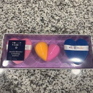 Roller Rabbit Heart Makeup Sponge and Puff in Pink, Yellow, Blue, Orange